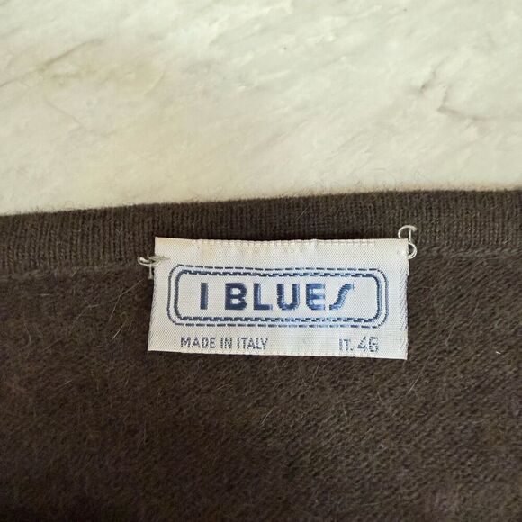 I Blues sweater brown glittery copper-colored raglan sleeves wool/angora blend M - Picture 4 of 8